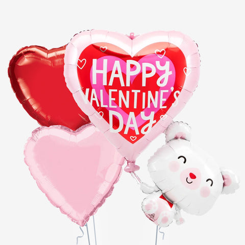 Pink Floating Valentine's Day Bear Balloons