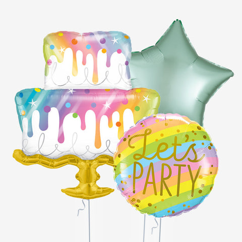 Rainbow Drip Cake Balloons