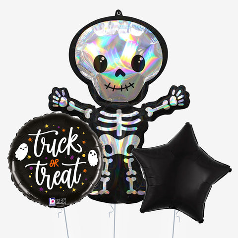 Shiny Skeleton Halloween Balloons | Box Balloons | Next-Day Balloon Delivery