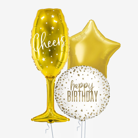 Sparkle Cheers Birthday Balloons - Box Balloons