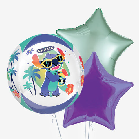 Stitch Orb with Purple Number Balloons