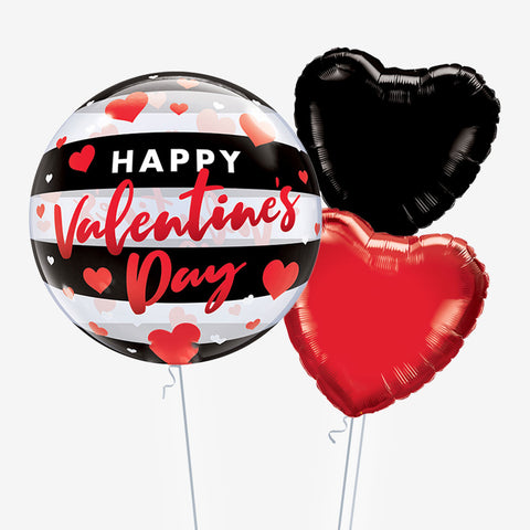 Valentine's Black Stripes Balloons - Box Balloons