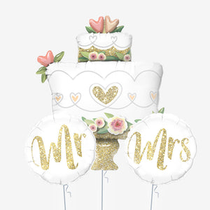 Wedding Day Cake Mr & Mrs Balloons