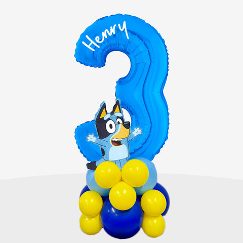 Personalised Bluey Number Balloon Stack | Box Balloons | Next-Day Balloon Delivery