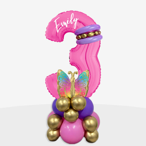Personalised Butterfly Number Balloon Stack
