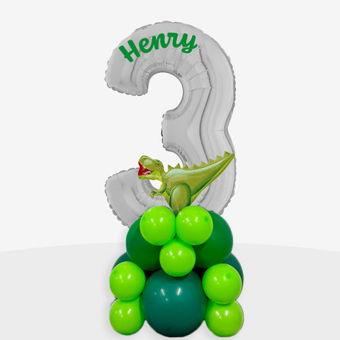 Personalised Dinosaur Number Balloon Stack | Box Balloons | Next-Day Balloon Delivery