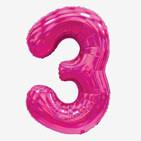 30" Iridescent Pink Number Balloons