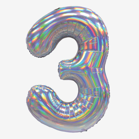 30" Iridescent Silver Number Balloons