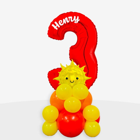Personalised Sunshine Number Balloon Stack | Box Balloons | Next-Day Balloon Delivery
