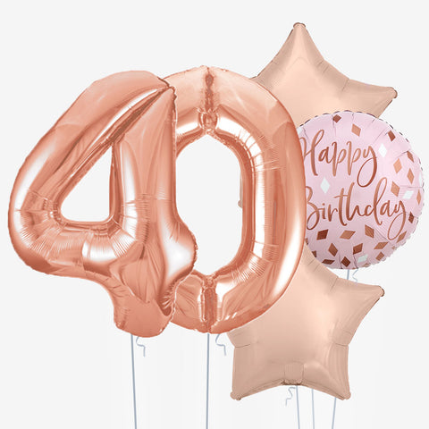 Birthday Blush & Number Balloons - Box Balloons