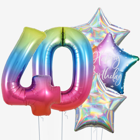 Rainbow Birthday & Number Balloons