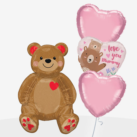 Love You Mummy Bear & Balloons - Box Balloons