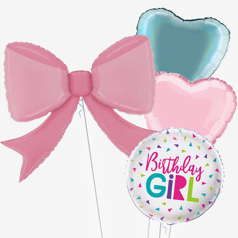Pink Bow Birthday Girl Balloons
