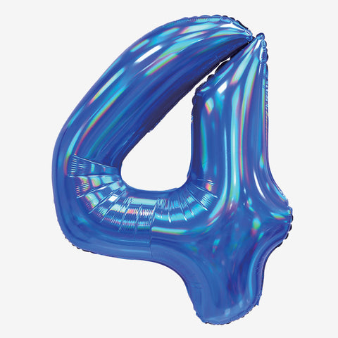 30" Blue Iridescent Number Balloons | Box Balloons | Next-Day Balloon Delivery
