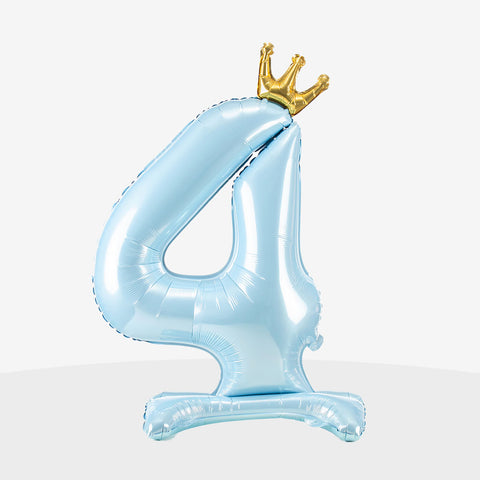 Standing Sky Blue Crown Number Balloon (33")