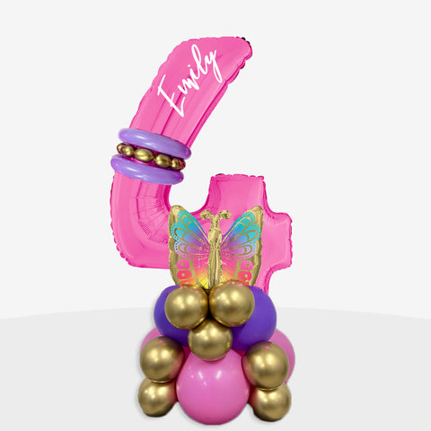 Personalised Butterfly Number Balloon Stack