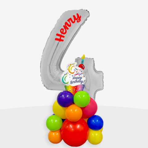 Personalised Cupcake Number Balloon Stack | Box Balloons | Next-Day Balloon Delivery