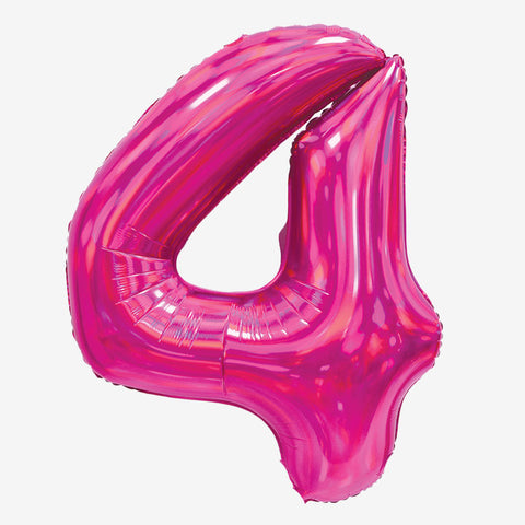 30" Iridescent Pink Number Balloons