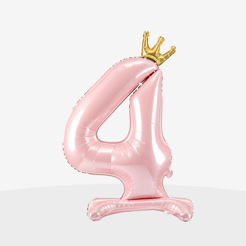 Standing Light Pink Crown Number Balloon (33")