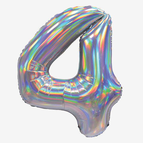 30" Iridescent Silver Number Balloons