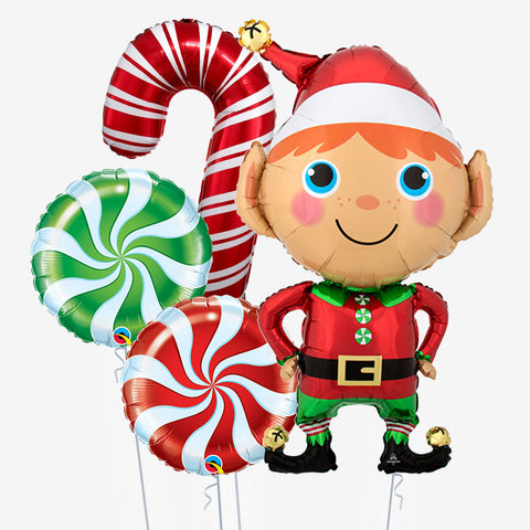 Candy Cane Elf Balloons - Box Balloons