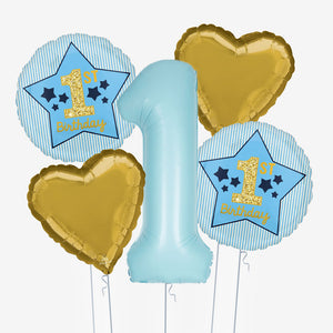 Blue 1st birthday helium balloons