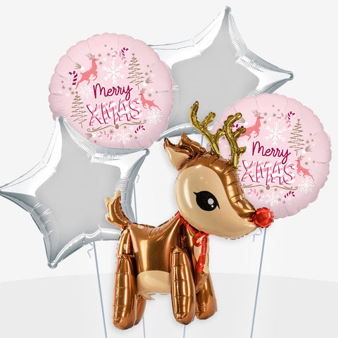 Standing Reindeer Pink Christmas Balloons