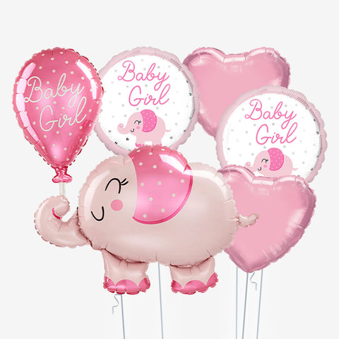 Baby Girl Elephant Balloons - Box Balloons