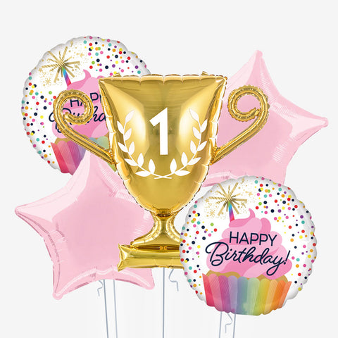 Birthday Trophy Cupcake Balloons - Box Balloons