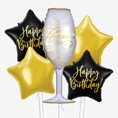 Black & Gold Birthday Balloons | Box Balloons | Next-Day Balloon Delivery