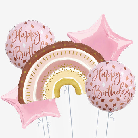 Boho Blush Rose Gold Birthday Balloons