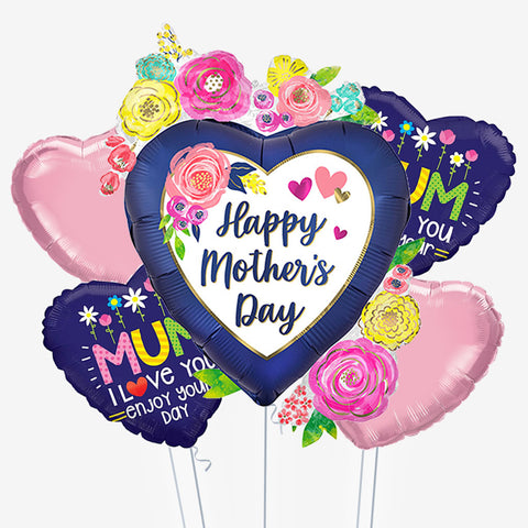 Mother's Day Floral Heart Balloons - Box Balloons