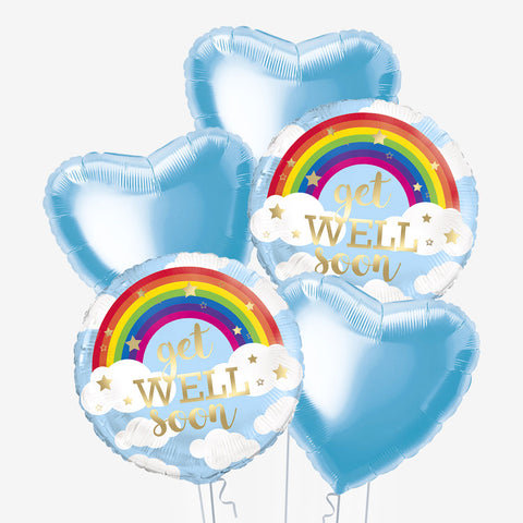 Get Well Soon Rainbow Round Balloons | Box Balloons | Next-Day Balloon Delivery