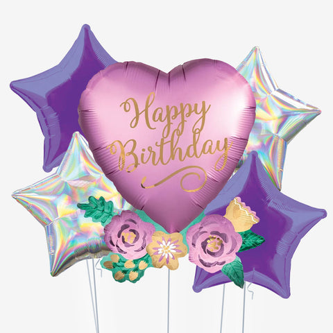 Happy Birthday Purple Heart Balloons