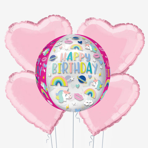 Happy Birthday Unicorn Orb Balloons