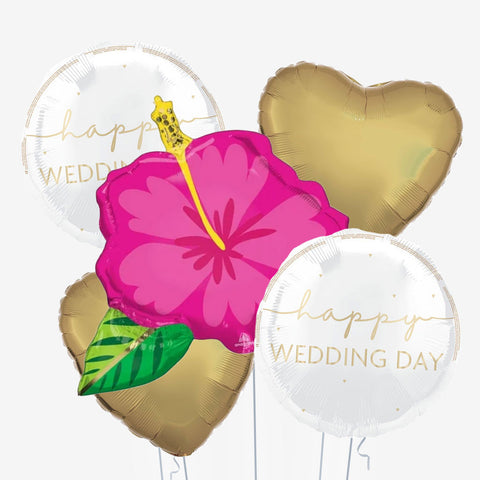 Happy Wedding Day Flower Balloons