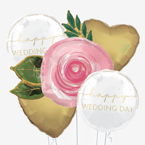 Happy Wedding Day Flower Balloons