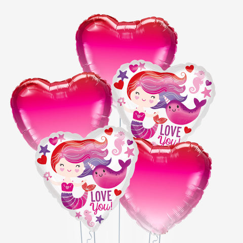 Mermaid Heart and Ombre Heart Balloons