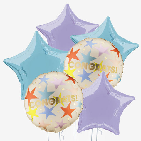 Congrats Colourful Pastel Star Balloons