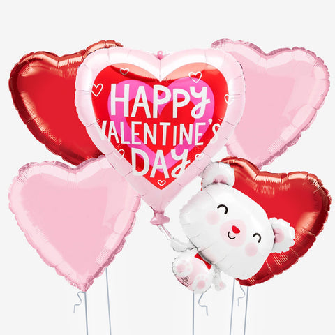 Pink Floating Valentine's Day Bear Balloons