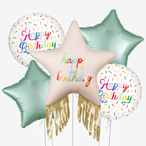 Happy Birthday Tassel Star Balloons | Box Balloons | Next-Day Balloon Delivery