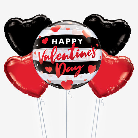 Valentine's Black Stripes Balloons - Box Balloons