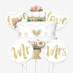 Wedding Day Cake Mr & Mrs Balloons
