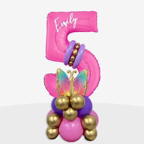 Personalised Butterfly Number Balloon Stack