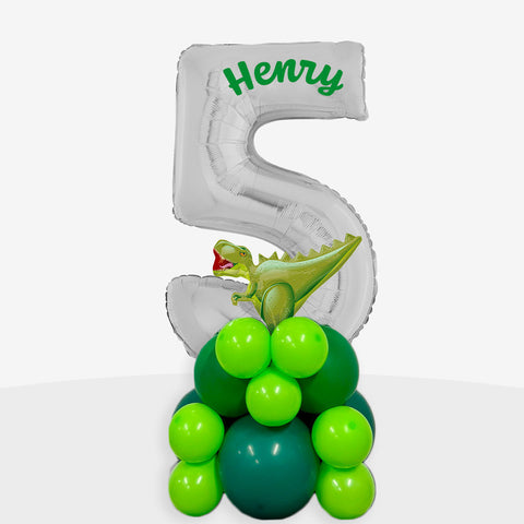 Personalised Dinosaur Number Balloon Stack | Box Balloons | Next-Day Balloon Delivery