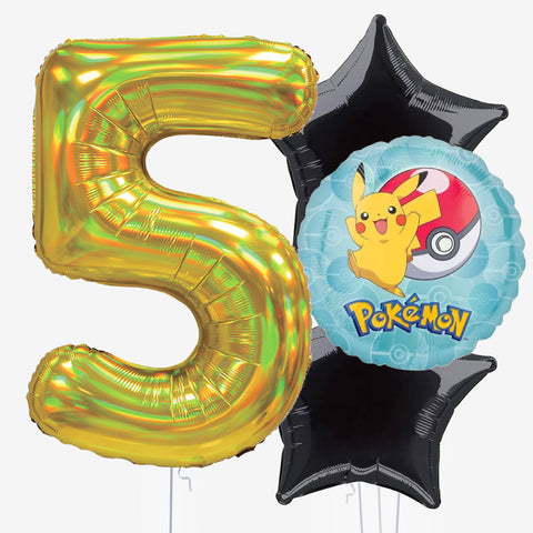 Pokemon Pikachu & Number Balloons