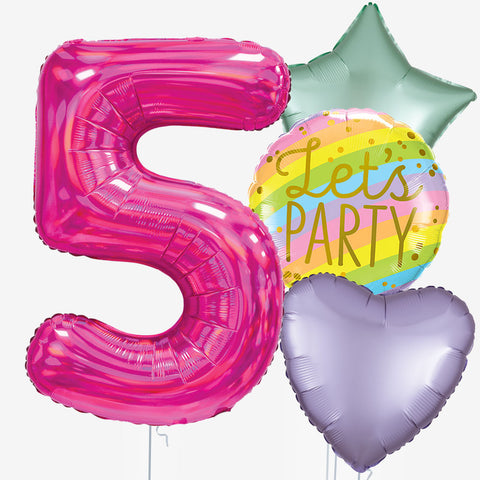 Let’s Party Pink & Number Balloons | Box Balloons | Next-Day Balloon Delivery