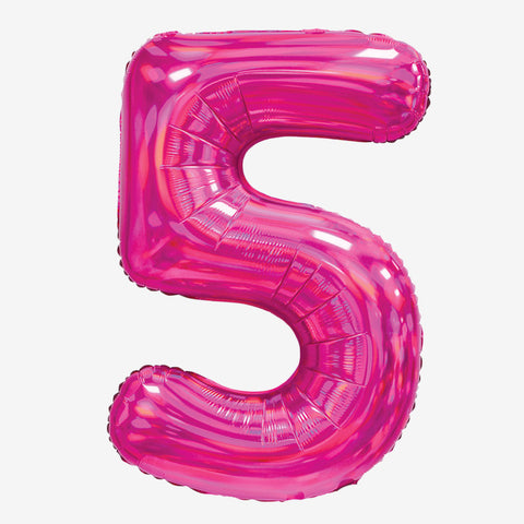 30" Iridescent Pink Number Balloons