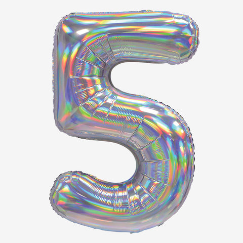 30" Iridescent Silver Number Balloons