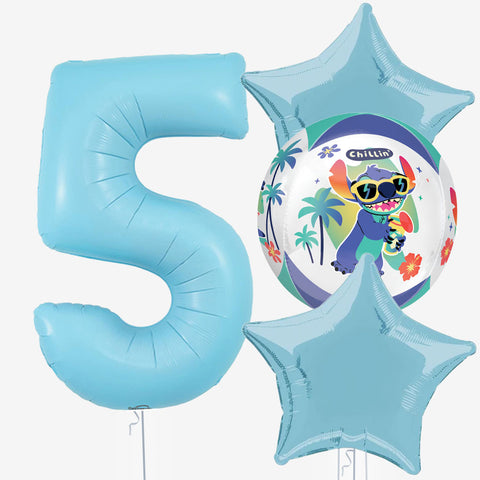 Stitch Orb with Blue Number Balloons